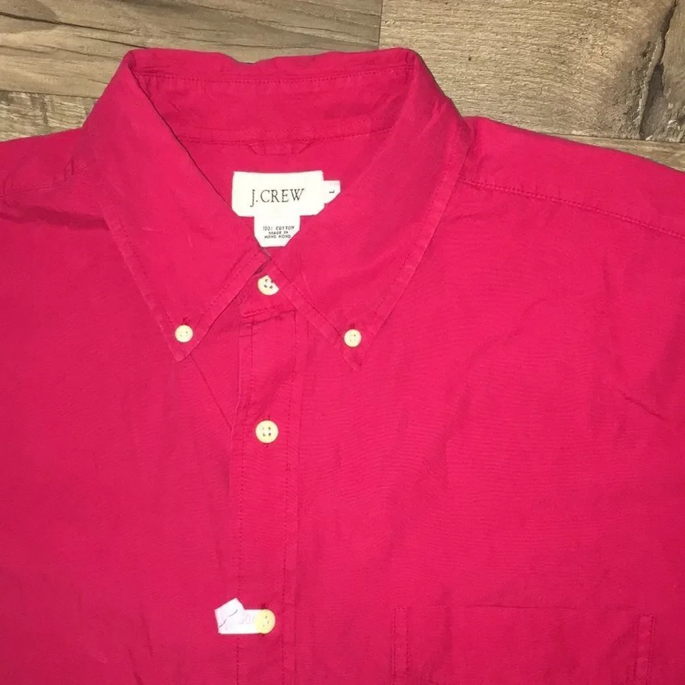 Red J. Crew SS Button down Cotton classic shirt L